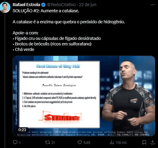 A 2ª solução abre risco para que pessoas fiquem doentes ao mencionar o consumo de fígado cru para lidar com o encanecimento.
