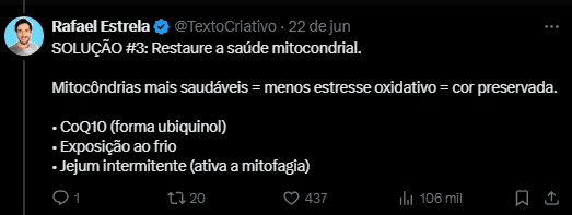 Já na solução de número 3, a postagem faz relação entre coisas que não tem evidência de reversão de cabelos grisalhos, de fato.