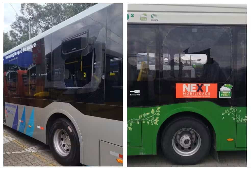 ônibus depredados