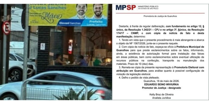 : Imagem com tom de denúncia jornalística. No topo, o título em destaque diz: 